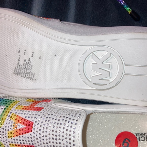 Michael Kors GEM Slip on sneaker trainer Rainbow Rhinestone white Size 6 NEW - Picture 8 of 8